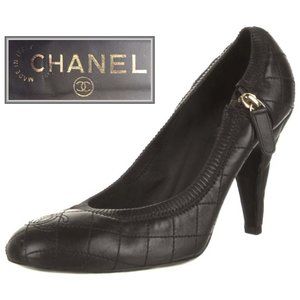 CHANEL interlocking CC logo quilted leather pumps 40 / 10
